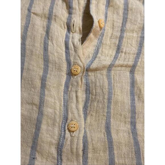 Stark X Striped Small 100% Linen Minimalist Organic Luxury Natural Blouse Small - Picture 8 of 15
